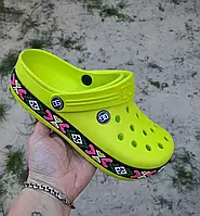 -Женские Тапочки CROC$ Лайм Кроксы Шлёпки Сланцы Жолтые (размеры: 37,39,40)