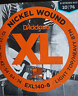 Струны для электрогитары D'ADDARIO EXL140-8 XL NICKEL WOUND LIGHT TOP / HEAVY BOTTOM 8-STRING (10-74)