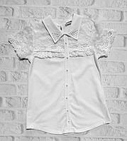 Блузка ошатна біла трикотажна з гіпюром для дівчаток р 152