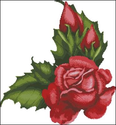 Набір для вишивання хрестиком. Розмір: 32*34 см Букет з червоних троянд