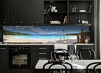 60х200 см Фартук на кухню самоклейка, пвх пленка для кухонного фартука, 3D фартук Тропический пляж Баунти