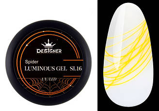 Люмінесцентна гель-павутинка Designer Luminous Spider Gel 8 мл, SL-16 (жовтогарячий)