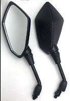 Мото дзеркала для мотоцикла універсальне карбон 10мм (пара)