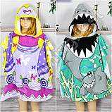 Дитячий пляжний рушник пончо мікрофібра Метелики, фото 2