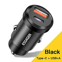 Автомобильное зарядное устройство Essager 30W 5A QC PD 3.0 SCP USB с поддержкой Quick Charge 4.0 и быстрой зар