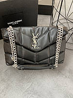 YSL puffer chain black silver 30*16*9 женские сумочки и клатчи высокое качество