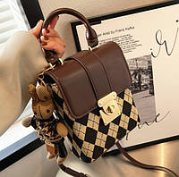 Женская мини сумочка клатч с брелком зайцом, маленькая сумка на плечо с зайчиком кроликом высокое качество