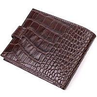 Практичный мужской кожаный кошелек с тиснением под крокодила KARYA 21368 Коричневый высокое качество