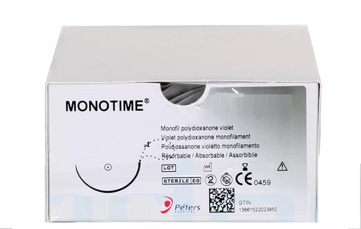 Хірургічна нитка Monotime5/0 (ПДС), колючі голки 2 х 18 мм, 1/2 кола, довжина 70CM 14S10H (W9108H)
