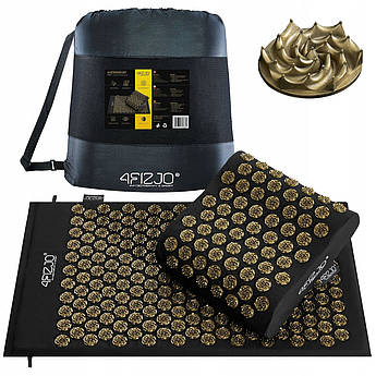 Килимок акупунктурний із подушкою 4FIZJO Ergo Mat Аплікатор Кузнєцова 4FJ0381 Black/Gold