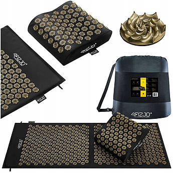 Килимок акупунктурний з подушкою 4FIZJO Ergo Mat XL Аплікатор Кузнєцова 4FJ0383 Black/Gold