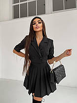 Трендовий жіночий костюм укорочений жакет з коротким рукавом та спідниця Kan1639, фото 2