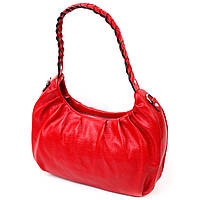 Яркая женская сумка багет KARYA 20837 кожаная Красный высокое качество