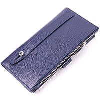 Стильный вертикальный бумажник из натуральной кожи KARYA 21423 Синий высокое качество