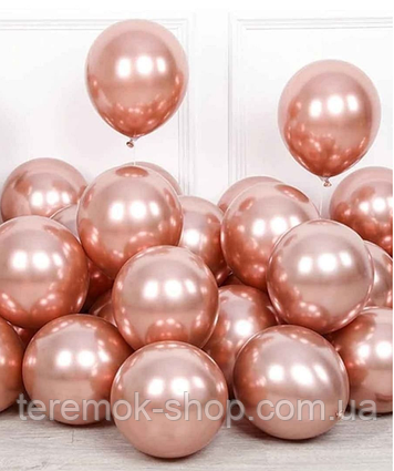 Кулі латексні хром рожеве золото, повітряна куля 30 см 12" Китай