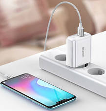 Адаптер живлення для телефону Ugreen CD170 White USB+USB Type-C Wall Charger 36W 3A, фото 4
