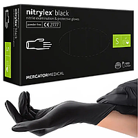 Перчатки нитриловые S, Nitrylex Black, черные одноразовые неопудренные 100 шт.