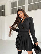 Трендовий жіночий костюм укорочений жакет з довгим рукавом та спідниця Kan1640, фото 2