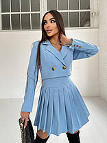 Трендовий жіночий костюм укорочений жакет з довгим рукавом та спідниця Kan1640, фото 5