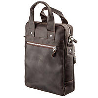 Винтажная сумка под А4 вертикального формата в матовой коже 11166 SHVIGEL, Коричневая высокое качество