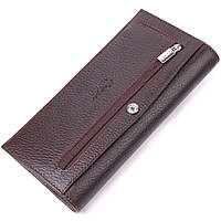 Превосходный вертикальный мужской бумажник из натуральной зернистой кожи KARYA 21437 Коричневый высокое