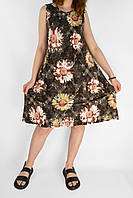 Платье без рукава женское летнее ниже колена Сарафан с цветочным принтом в больших размерах Коричневый цвет L