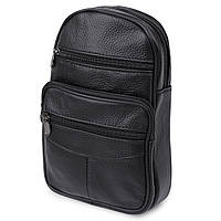 Компактная кожаная мужская сумка через плечо Vintage 20000 Черный высокое качество