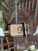 Женская сумка Marc Jacobs The Snapshot Beige Multi (Бежевая) сумка Кросс Боди эко кожа на 2 отделения MJ