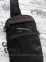 Мужская сумка-кобура слинг cross body текстильная (oksford 600D), чёрная мужская сумка cross body