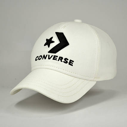 Кепка літня Converse бейсболка чоловіча молочного кольору з вишивкою 3Д логотипом конверс