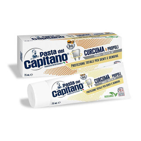 Зубна паста  Pasta del Capitano Turmeric&Propolis з куркумою та прополісом 100% Екологічна упаковка 75мл, фото 2