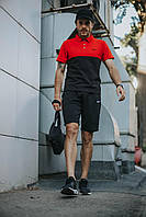 Комплект Nike КЕПКА + поло красно-черный и шорты +Барсетка