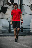 Комплект Nike КЕПКА + поло красный и шорты +Барсетка