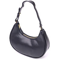 Модная женская сумка-хобо из натуральной гладкой кожи 21288 Vintage Черная высокое качество