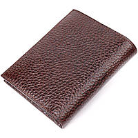 Чоловічий гаманець без застібки з натуральної зернистої шкіри KARYA 21365 Коричневий висока якість