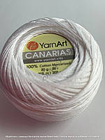 Белая тонкая пряжа для вязания крючком ЯрнАрт Канариас (YarnArt Canarias) 1000 белый
