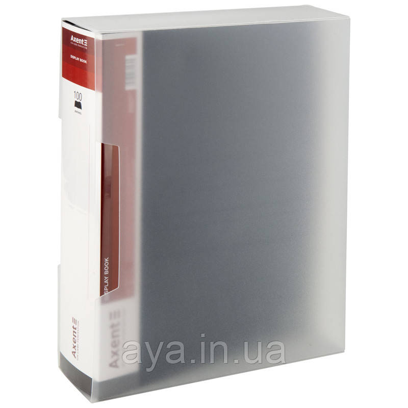 Папка з файлами, дисплей-книга в пластиковому боксі Axent (A4, 100 файлів, чорний) 1200-01-A, фото 1