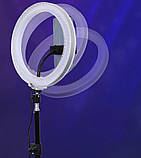 Кільцева LED лампа 3D RGB 26 см кольорова двостороння зі штативом 2 м Селфі кільце для блогерів від USB, фото 7