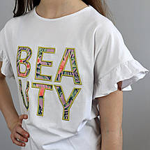 3265біл Біла футболка для дівчинки Beauty тм Glo-story, фото 4
