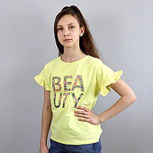 3265жів Жовта футболка для дівчинки Beauty тм Glo-story розмір 158-164 см, фото 3
