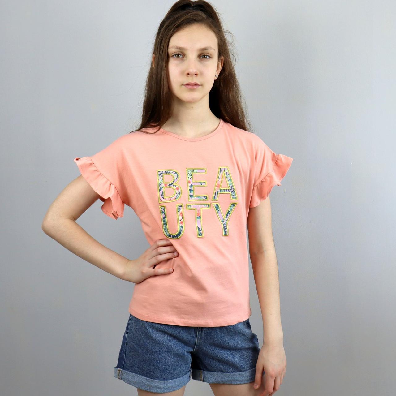 3265пуд Футболка для дівчинки Beauty пудра тм Glo-story розмір 134-140 см