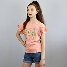 3265пуд Футболка для дівчинки Beauty пудра тм Glo-story розмір 134-140 см, фото 3