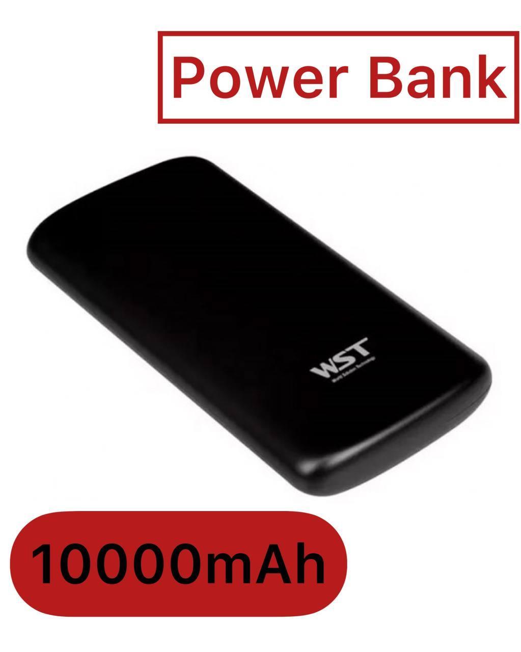 Повербанк 10000 mAh WST WP937, зовнішній акумулятор, батарея, УМБ, power bank чорний