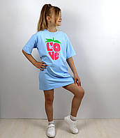 Голубое платье-футболка для девочек тм Авекс