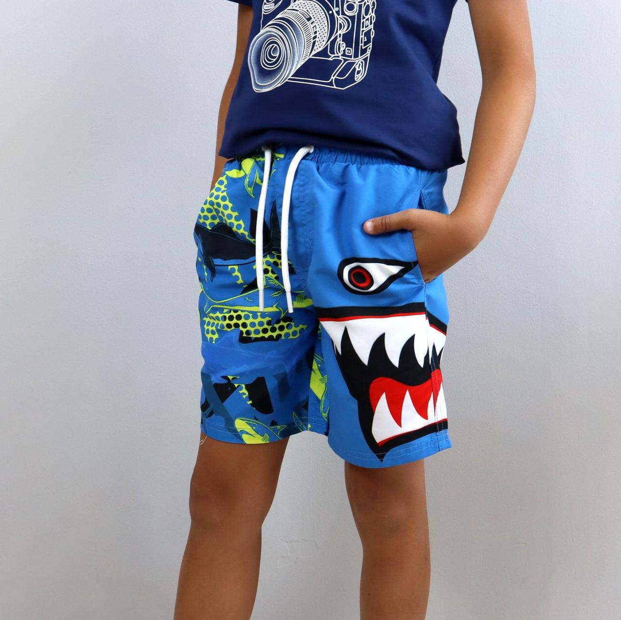 Сині шорти для пляжу на хлопчика Акула тм Glo-story