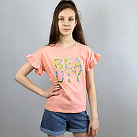 Футболка для дівчинки Beauty пудра тм Glo-story розмір 134-140 см
