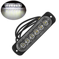 Стробоскоп белый(проблесковый маячок)6 LED 12-24V (1шт)