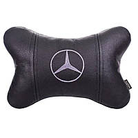 Автоподушка черного цвета для Mercedes натуральная кожа