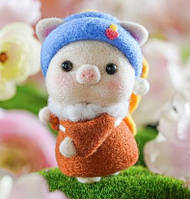 Набір для валяння Свинка с косичками + інструменти + брелок