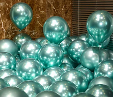 Повітряні кулі Хром зелений, латексна куля для фотозони 25 см 10" 1 шт Китай